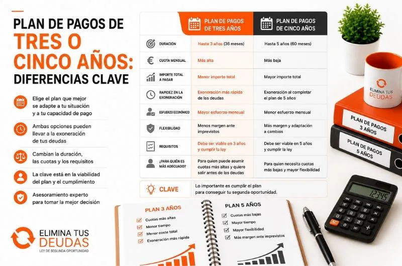 plan de pagos tres o cinco años