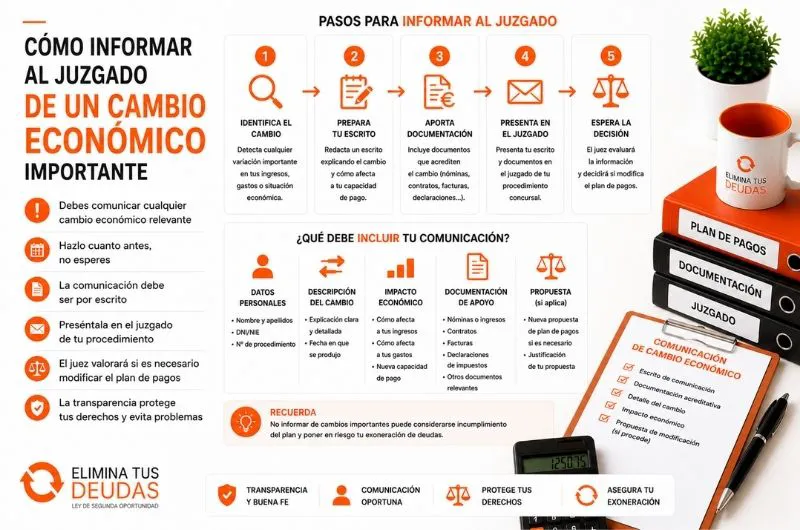 comunicar cambio económico juzgado