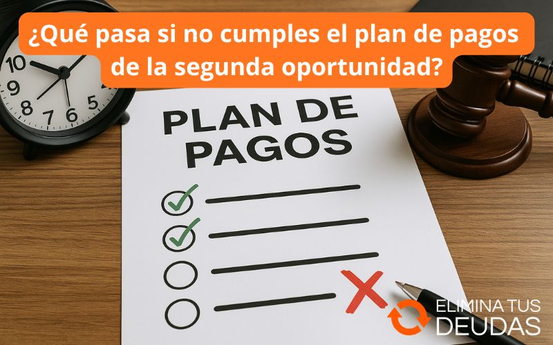 si no cumples el plan de pagos de la segunda oportunidad